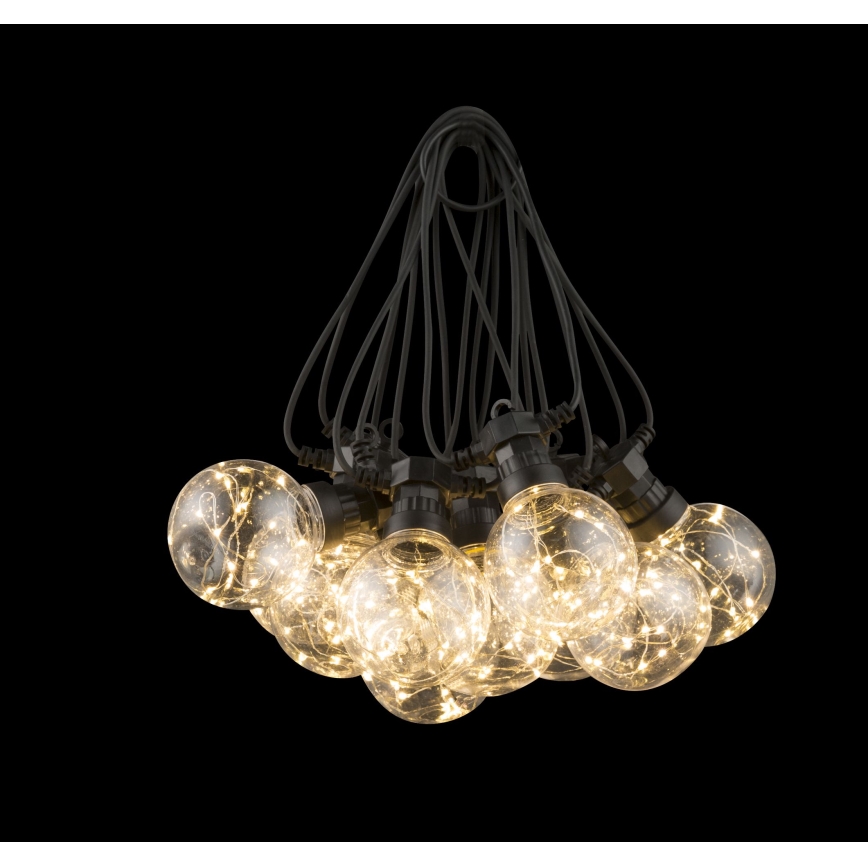 Globo - LED Vonkajšia dekoračná reťaz 10xLED/0,27W/230V 7,5 m IP44 čierna
