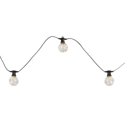 Globo - LED Vonkajšia dekoračná reťaz 10xLED/0,27W/230V 7,5 m IP44 čierna