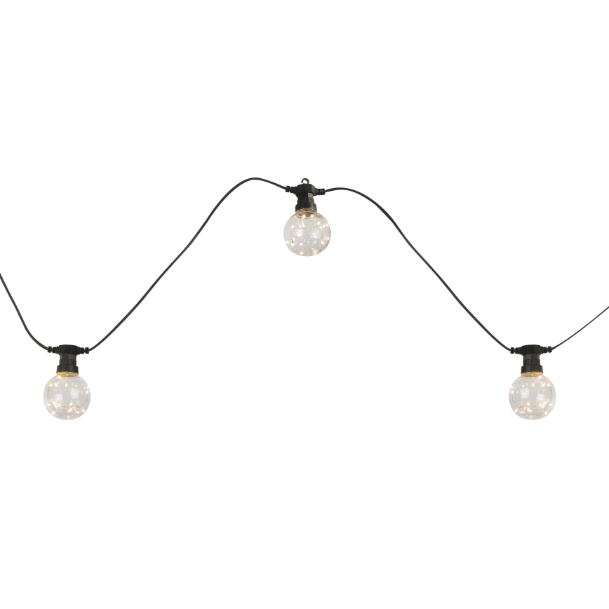 Globo - LED Vonkajšia dekoračná reťaz 10xLED/0,27W/230V 7,5 m IP44 čierna