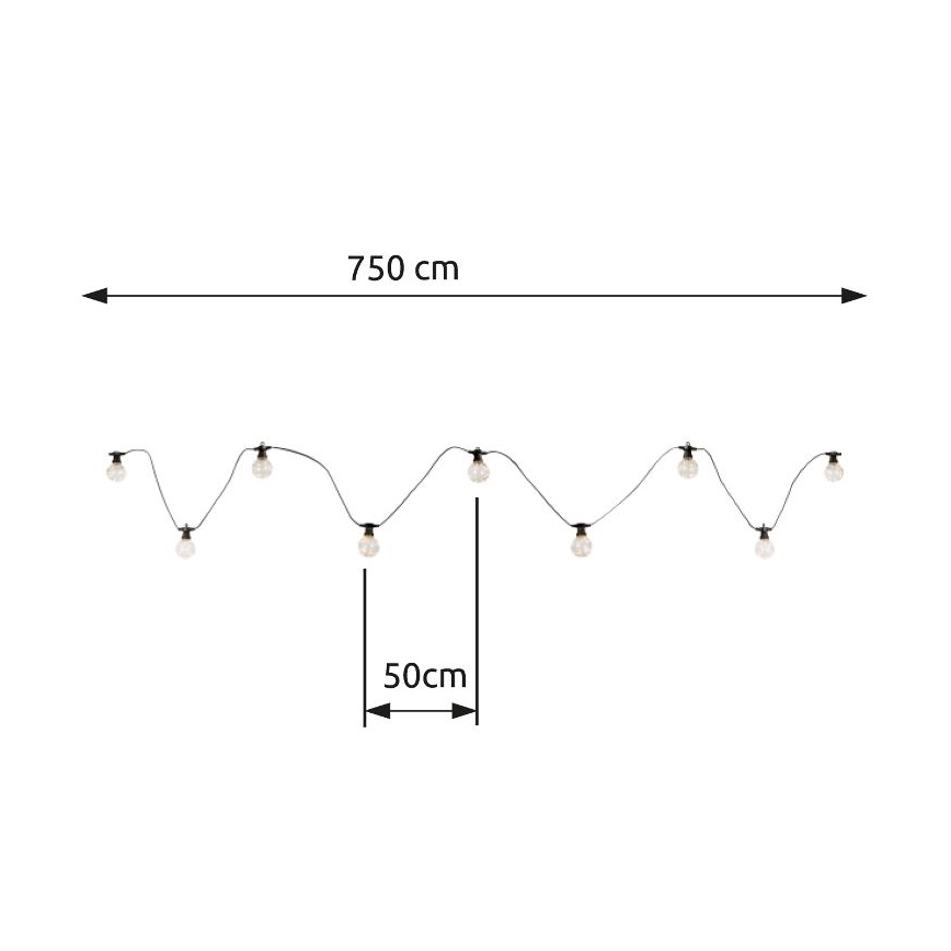 Globo - LED Vonkajšia dekoračná reťaz 10xLED/0,27W/230V 7,5 m IP44 čierna