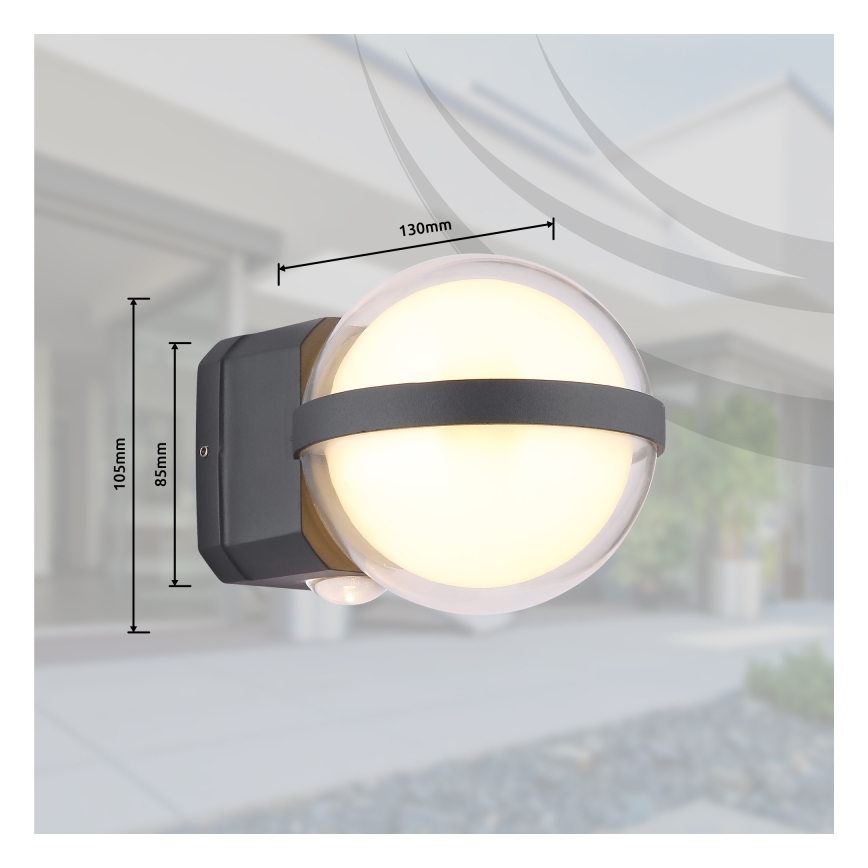 Globo - LED Vonkajšie nástenné svietidlo LED/12W/230V IP54 čierna