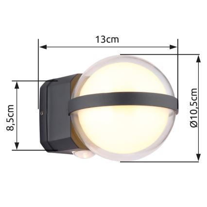 Globo - LED Vonkajšie nástenné svietidlo LED/12W/230V IP54 čierna
