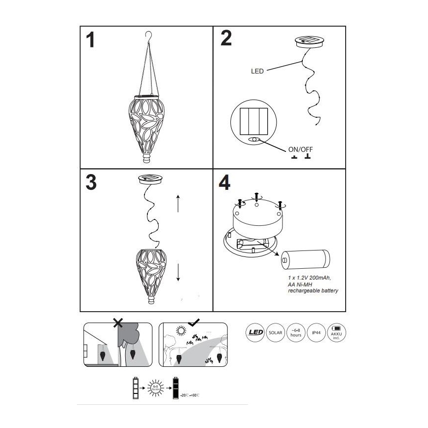 Globo - LED Solárne svietidlo LED/0,9W/3,2V IP44 200 mAh číra