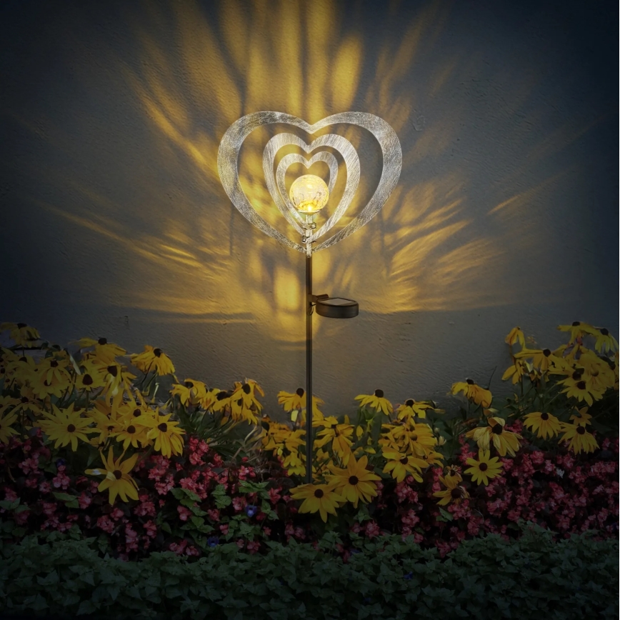 Globo - LED solárne svietidlo LED/3V IP44 300 mAh strieborné srdce