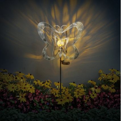 Globo - LED Solárne svietidlo LED/3V IP44 300 mAh strieborný motýľ