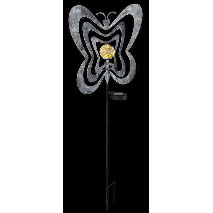 Globo - LED Solárne svietidlo LED/3V IP44 300 mAh strieborný motýľ