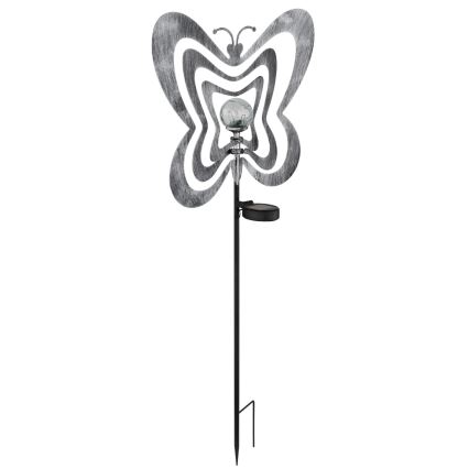 Globo - LED Solárne svietidlo LED/3V IP44 300 mAh strieborný motýľ