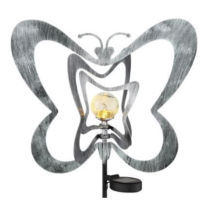 Globo - LED Solárne svietidlo LED/3V IP44 300 mAh strieborný motýľ