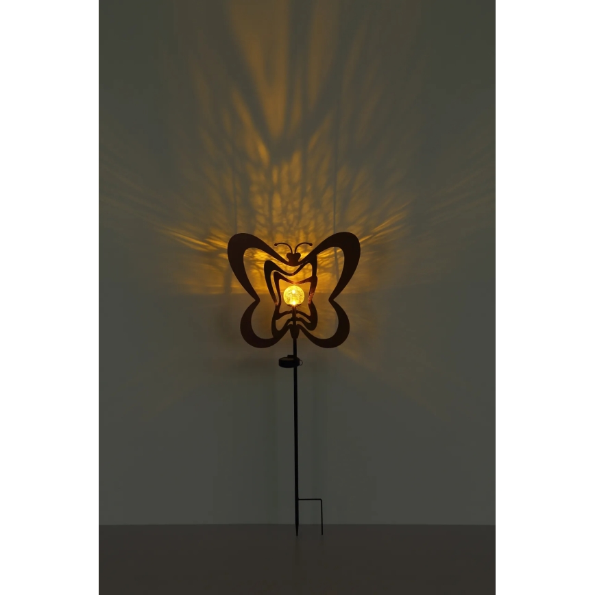 Globo - LED solárne svietidlo LED/3V IP44 300 mAh hrdzavý motýľ