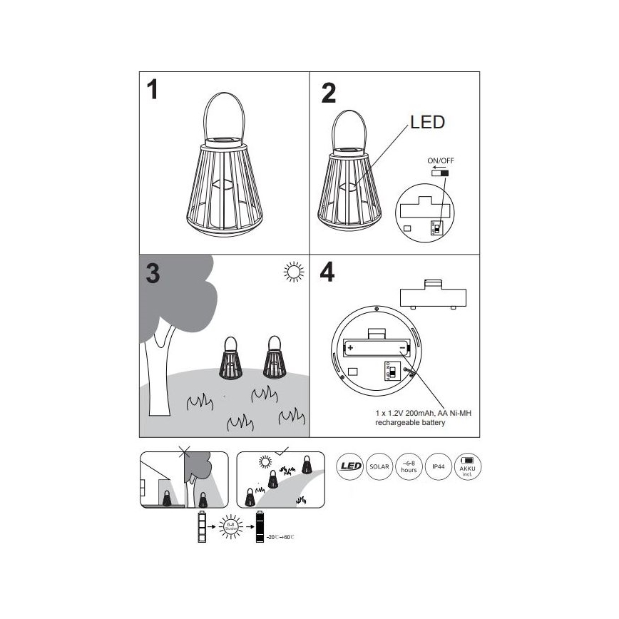 Globo - LED Solárne svietidlo LED/0,06W/3V 3200K IP44
