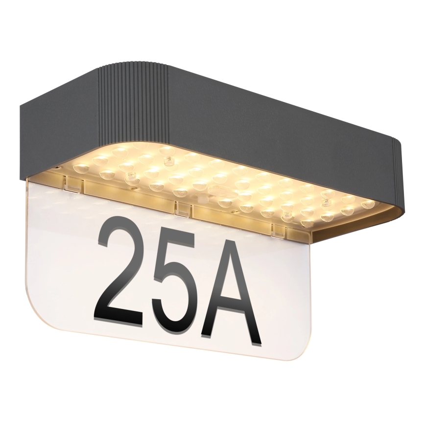 Globo - Solárne LED domové číslo LED/6W/3,7V IP54 1800 mAh