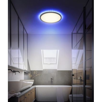 Globo - LED RGB Stmievateľné kúpeľňové stropné svietidlo LED/18W/230V 3000-6000K + diaľkové ovládanie IP44 čierna