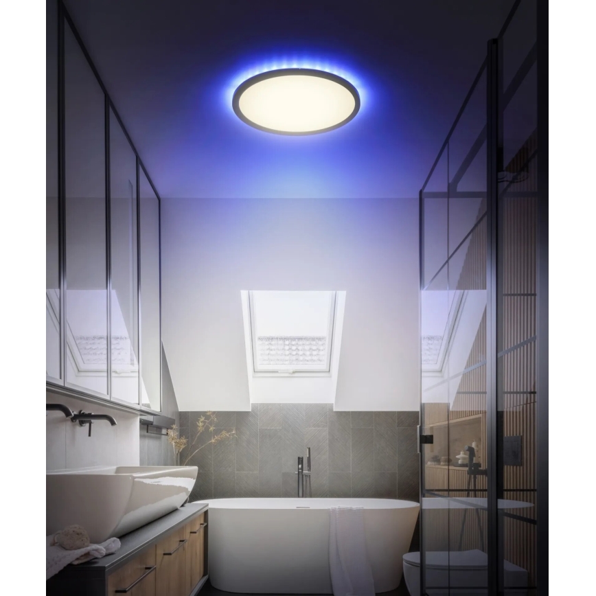 Globo - LED RGB Stmievateľné kúpeľňové stropné svietidlo LED/18W/230V 3000-6000K + diaľkové ovládanie IP44 čierna