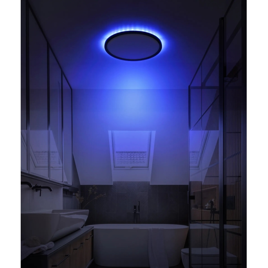 Globo - LED RGB Stmievateľné kúpeľňové stropné svietidlo LED/18W/230V 3000-6000K + diaľkové ovládanie IP44 čierna