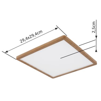 Globo - LED Stmievateľné kúpeľňové stropné svietidlo LED/18W/230V 29,4x29,4 cm IP44 hnedá