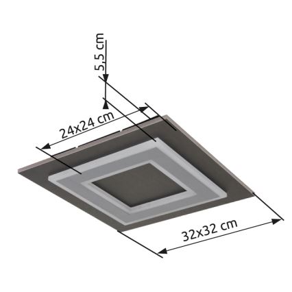 Globo - LED Stropné svietidlo LED/24W/230V 3000K 32x32 cm antracit