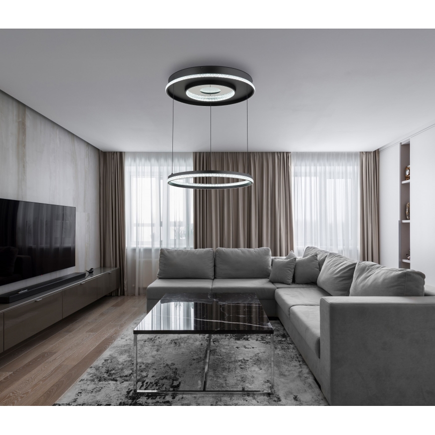 Globo - LED Stmievateľný luster na lanku LED/54W/230V 2700-6500K pr. 60 cm čierna + diaľkové ovládanie