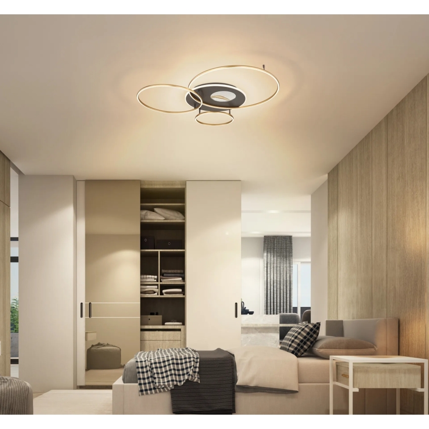 Globo - LED stmievateľné stropné svietidlo LED/54W/230V 2700-6500K 90x70 cm antracit/zlatá + diaľkové ovládanie