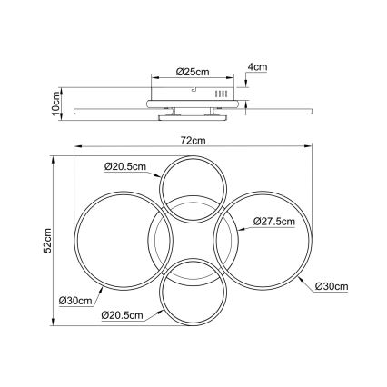 Globo - LED stropné svietidlo LED/40W/230V 4000K 72x52 cm čierne