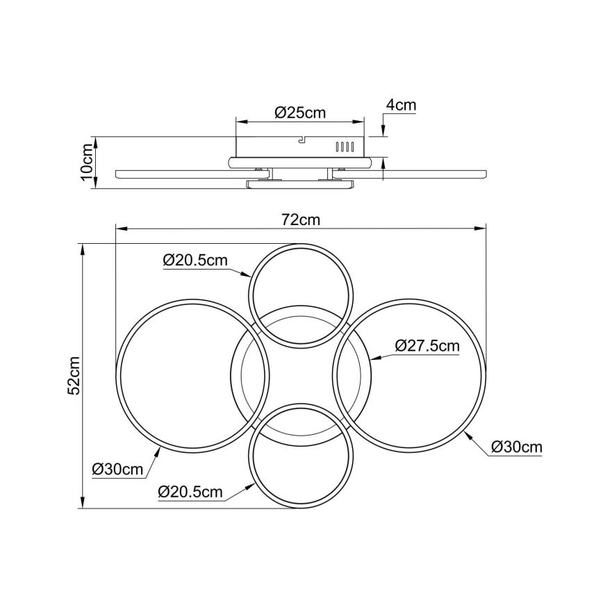 Globo - LED stropné svietidlo LED/40W/230V 4000K 72x52 cm čierne