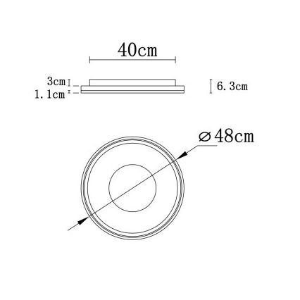 Globo - LED Stmievateľné stropné svietidlo LED/48W/230V 2700-6000K pr. 48 cm + diaľkové ovládanie