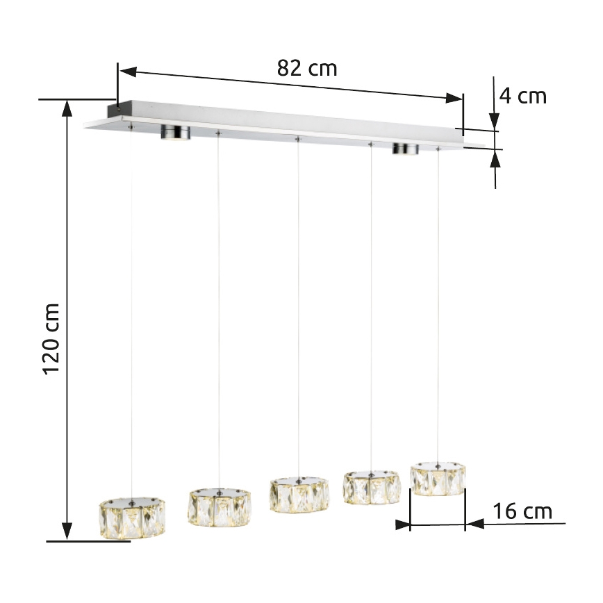 Globo - LED Luster na lanku LED/52W/230V 4000K lesklý chróm/číra