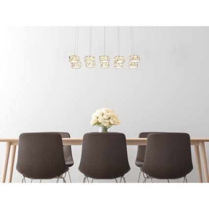Globo - LED Luster na lanku LED/92W/230V 4000K lesklý chróm/číra