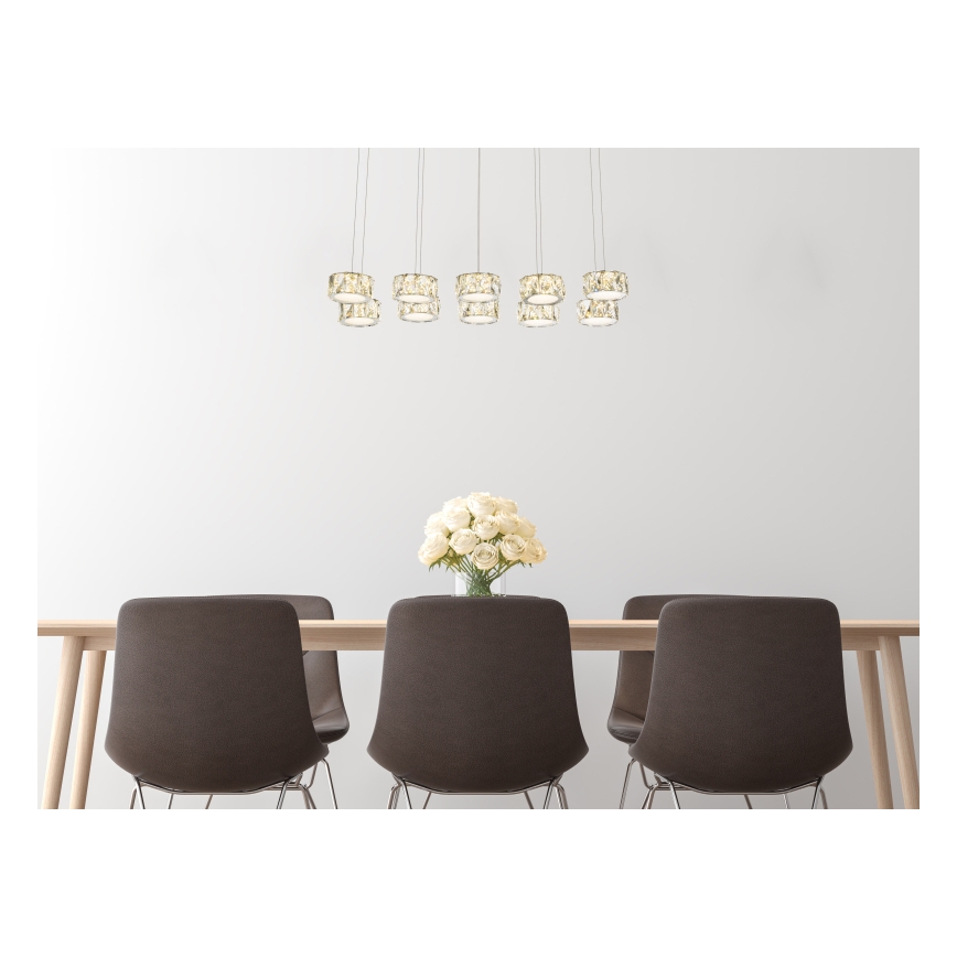 Globo - LED Luster na lanku LED/92W/230V 4000K lesklý chróm/číra