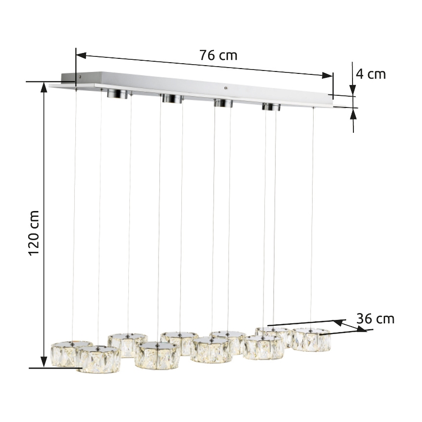 Globo - LED Luster na lanku LED/92W/230V 4000K lesklý chróm/číra