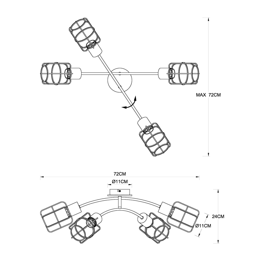 Globo - Prisadený luster 4xE27/40W/230V