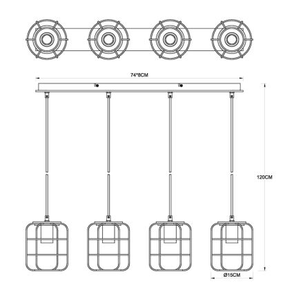 Globo - Závesné svietidlo na lankách 4xE27/40W/230V