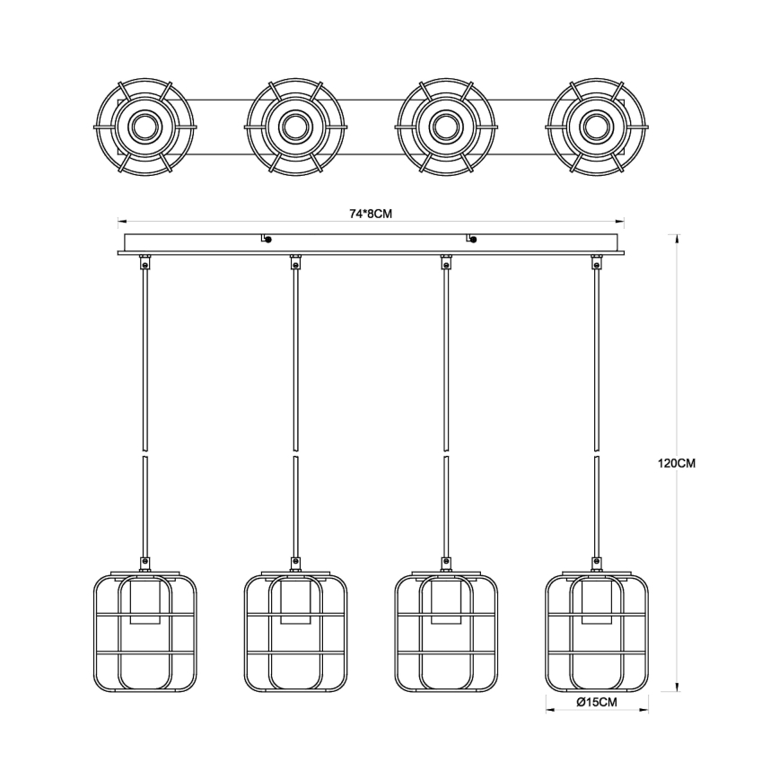 Globo - Závesné svietidlo na lankách 4xE27/40W/230V