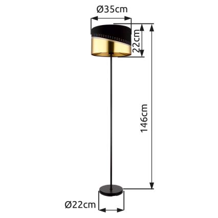 Globo - Stojacia lampa 1xE27/60W/230V pr. 35 cm čierna/zlatá