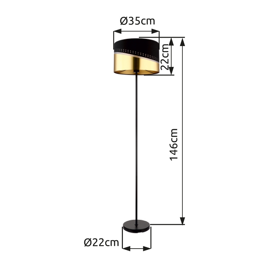 Globo - Stojacia lampa 1xE27/60W/230V pr. 35 cm čierna/zlatá