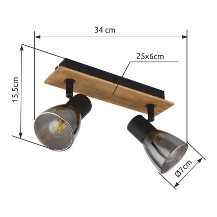 Globo - Nástenné bodové svietidlo 2xE14/40W/230V čierna/drevo