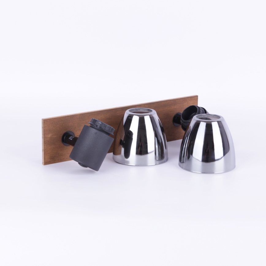 Globo - Nástenné bodové svietidlo 2xE14/40W/230V čierna/drevo