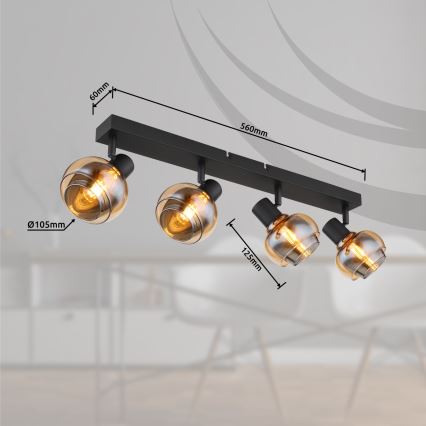 Globo - Bodové svietidlo 4xE14/40W/230V čierne