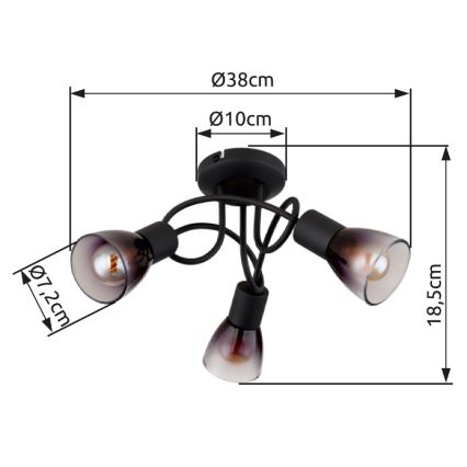 Globo - Prisadený luster 3xE14/25W/230V čierna