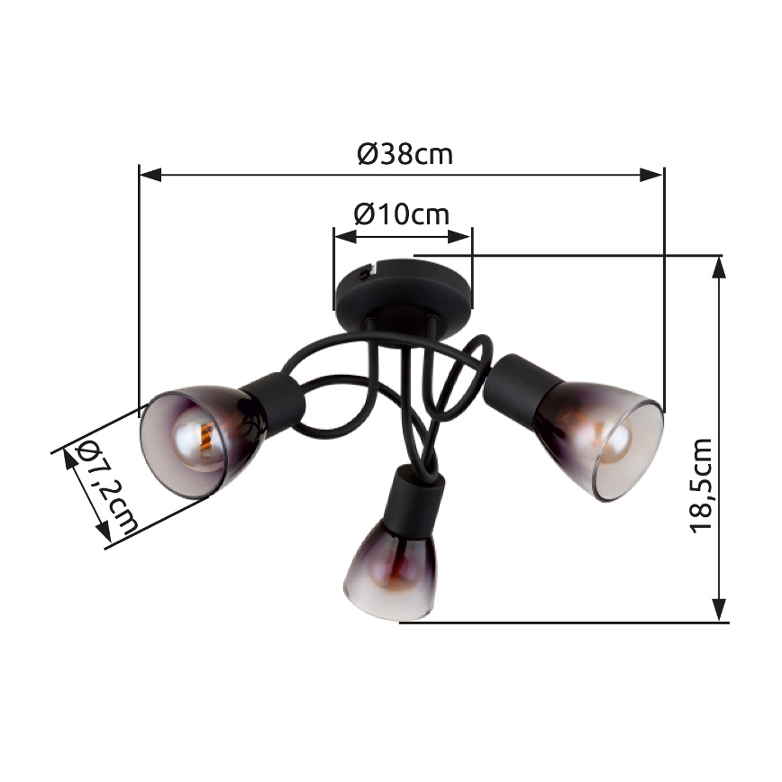 Globo - Prisadený luster 3xE14/25W/230V čierna