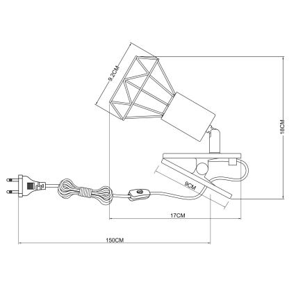 Globo - Nástenná lampa s klipom 1xE14/40W/230V biela