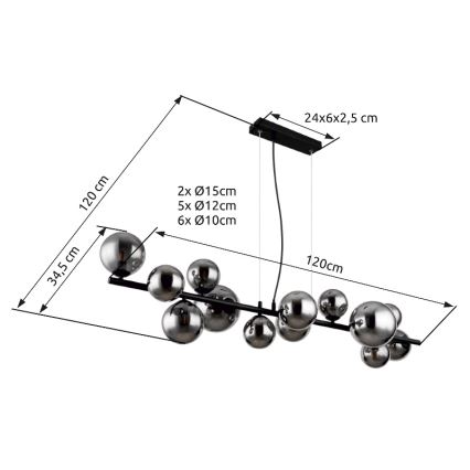 Globo - LED Luster na lanku 13xG9/3,5W/230V dymová/čierna