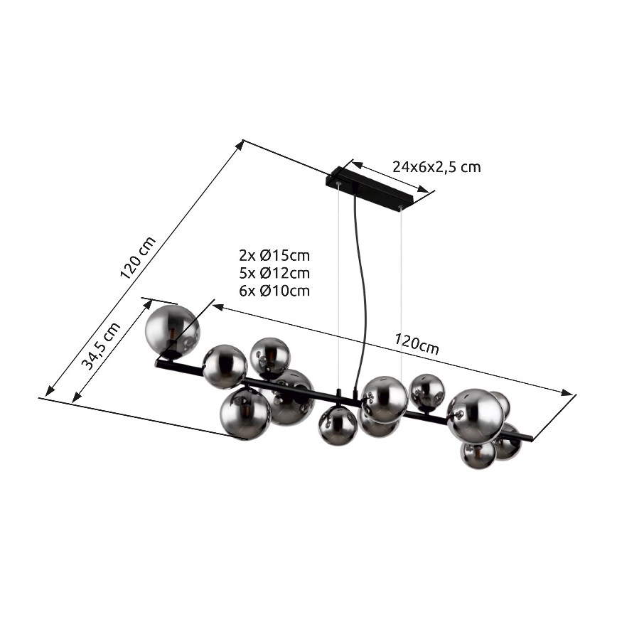 Globo - LED Luster na lanku 13xG9/3,5W/230V dymová/čierna