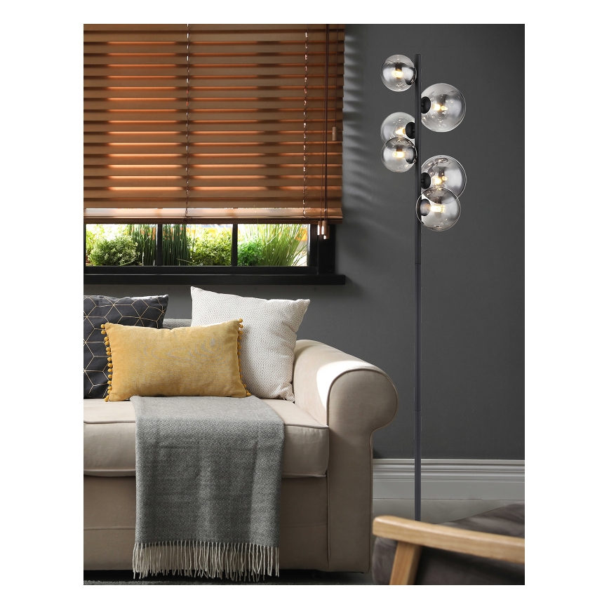Globo - LED Stojacia lampa 6xG9/3,5W/230V dymová/čierna