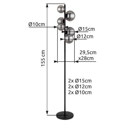 Globo - LED Stojacia lampa 6xG9/3,5W/230V dymová/čierna