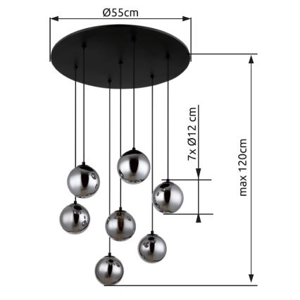 Globo - LED Luster na lanku 7xG9/3,5W/230V dymová/čierna