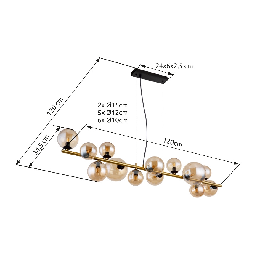 Globo - LED luster na lankách 13xG9/3,5W/230V mosadz