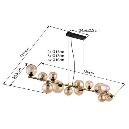 Globo - LED Luster na lanku 13xG9/3,5W/230V dymová/hnedá