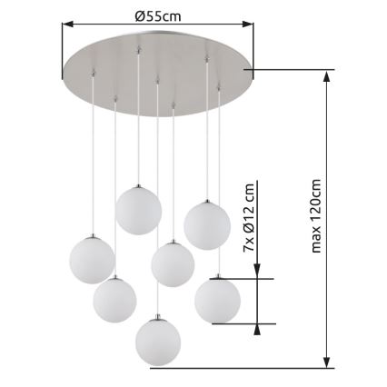Globo - LED Luster na lanku 7xG9/3,5W/230V biela