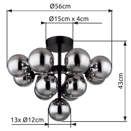 Globo - Prisadený luster 13xG9/5W/230V pr. 56 cm čierna