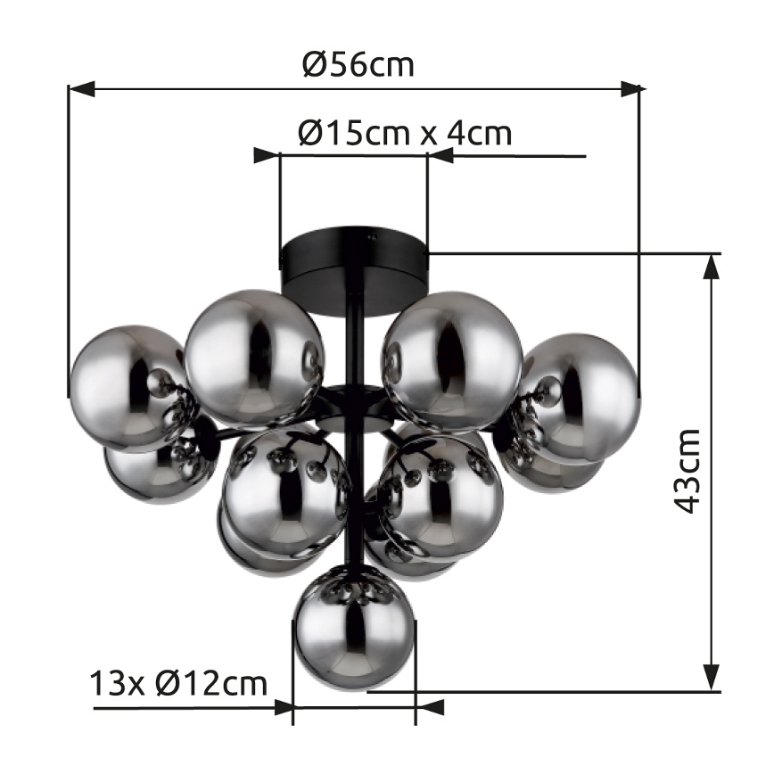 Globo - Prisadený luster 13xG9/5W/230V pr. 56 cm čierna